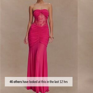 Elegant Pink Lace Evening Gown